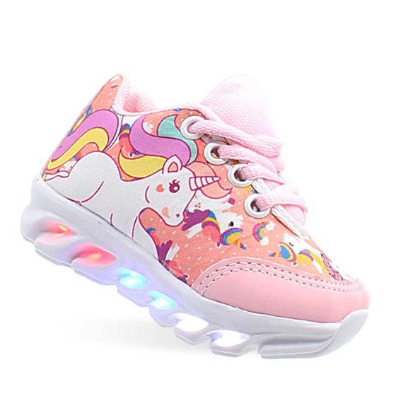 Imagem de Tenis de Unicornio Com Luzes Que Pisca Calçado Infantil Feminino Rosa