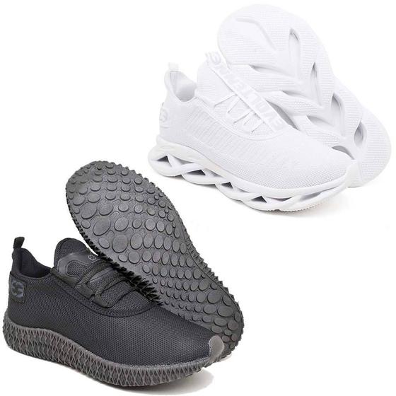 Imagem de Tênis Esportivo Confortavel Evoltenn Easy Solado 4D - 2 Pares Preto e branco