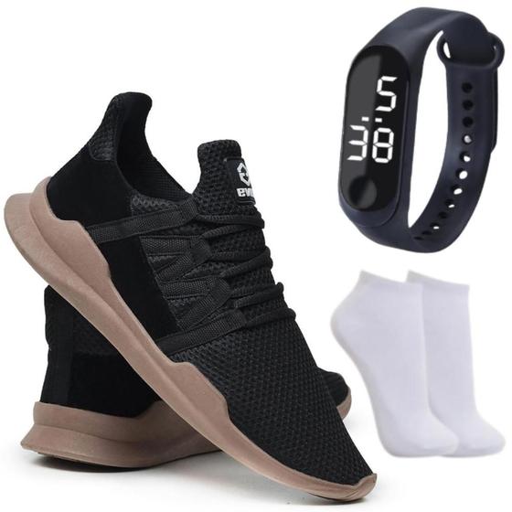 Tênis Ever Caminhada Corrida Macio Confortável Fitness Academia + Meia + Relógio Menor preço em Tênis Ever Caminhada Corrida Macio Confortável Fitness Academia + Meia + Relógio