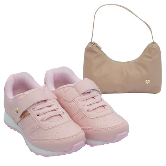 Imagem de Tênis Fashion + Bolsinha Feminino Infantil Princesa Rosa