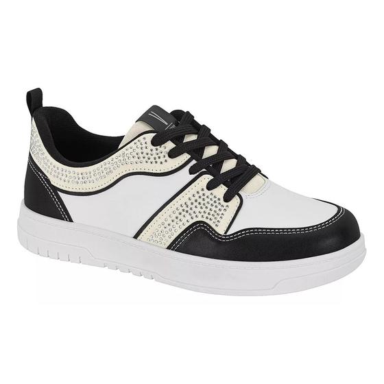 Imagem de Tenis Feminino Bicolor Strass - Vizzano Bege e Preto