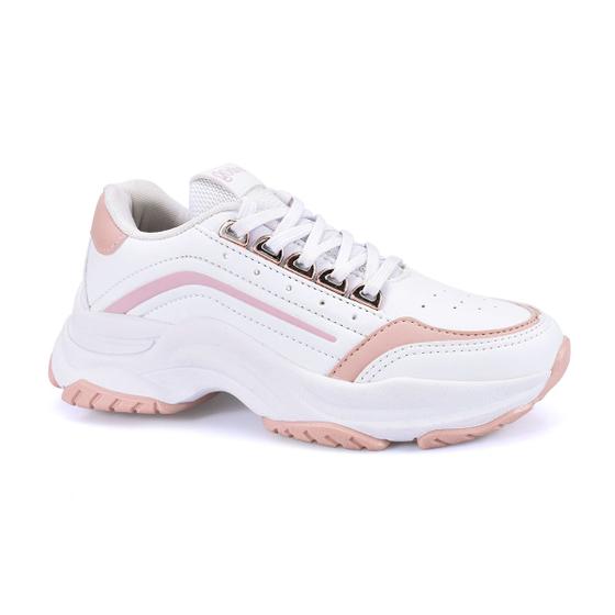 Imagem de Tenis Feminino Branco Rose Godiva Caminhada Academia Confortável