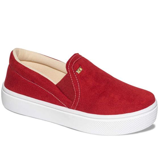 Imagem de Tênis Feminino Calce Facil Slip On Camurça Casual A1.04 A