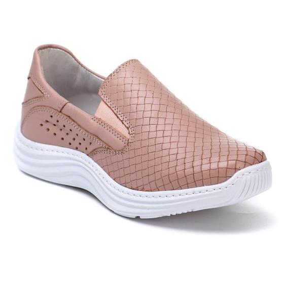 Imagem de Tênis Feminino Casual Couro Slip On Conforto Dia a Dia