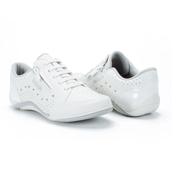 Imagem de tenis feminino casual kolosh calce facil branco com ziper