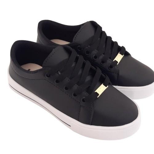 Imagem de Tenis Feminino Casual Liso Preto