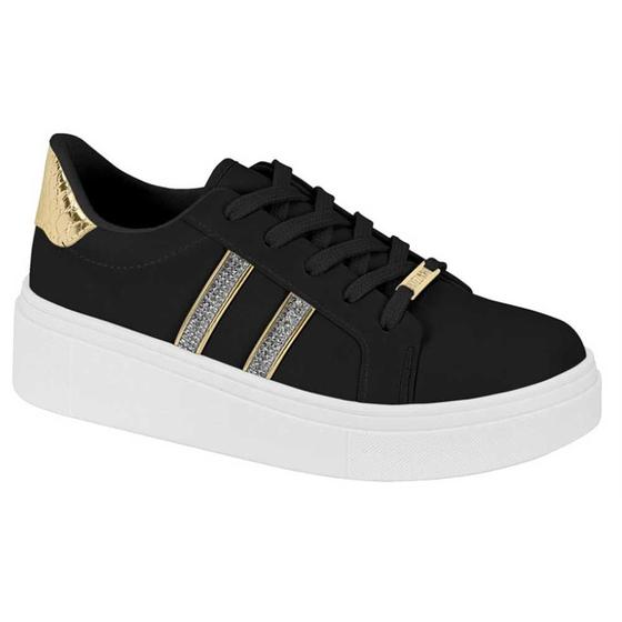 Imagem de Tênis Feminino Casual Preto Dourado Cristal Vizzano 1339.326