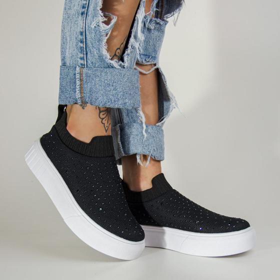 Imagem de Tênis Feminino Casual Slip - On Brilho 