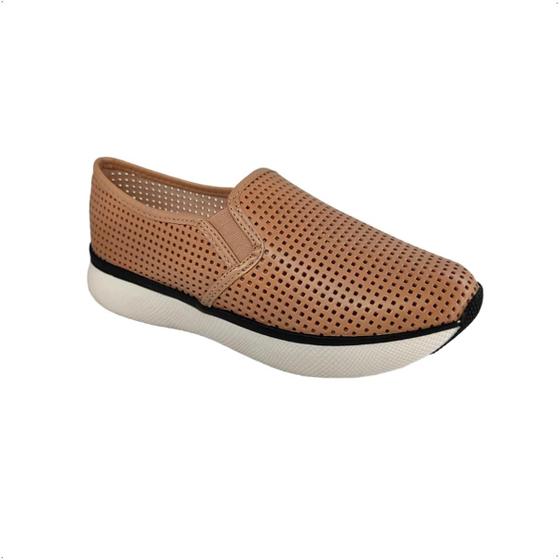 Imagem de Tenis Feminino Giulia Domna Slip on Vazado Couro Macio 247