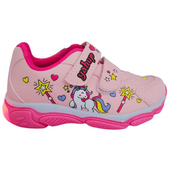 Imagem de Tênis Feminino Infantil Led Sapato Menina Escolar  Unicórnio Presente Aniversário Macio Antiderrapante Fecho de Contato Shoes Kids