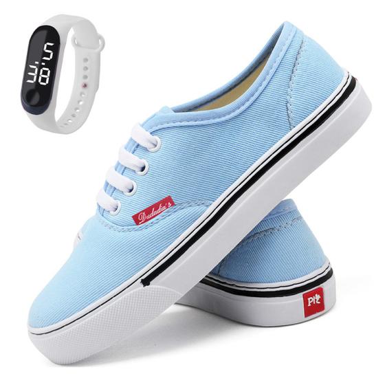 Imagem de Tenis Feminino Kit Com Relogio Cano Baixo Skateboard Casual Confort