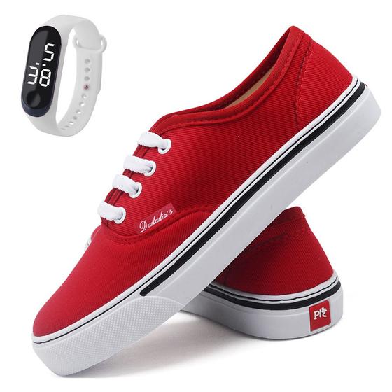 Imagem de Tenis Feminino Kit Com Relogio Cano Baixo Skateboard Casual Confort