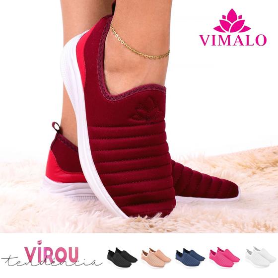 Imagem de Tênis feminino meia calce fácil slip on leve flexível confortável para caminhada academia vl02