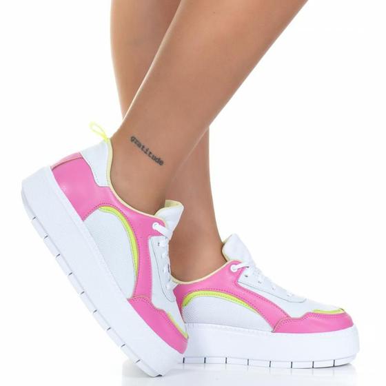 Imagem de Tenis Feminino Mood Blogueira Salto Plataforma Mulher Rosa