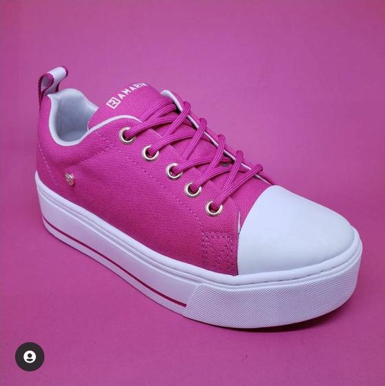 Imagem de Tênis Feminino (Rosa Barbie) Confortável solado alto flatform Ramarim Rosa 2297145