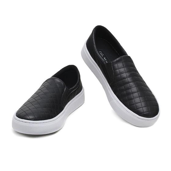 Imagem de Tenis Feminino Sapatenis Sapato Preto Original Tecido Matelassé