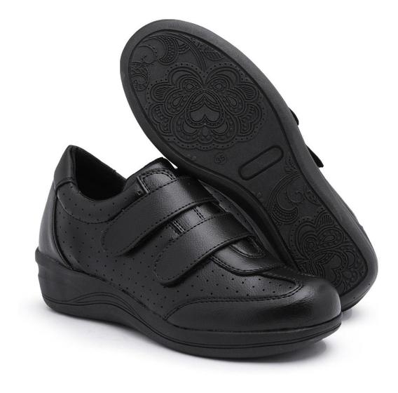 Tênis Feminino Sapato Antistres Ortopedico Conforto Preto Menor preço em Tênis Feminino Sapato Antistres Ortopedico Conforto Preto