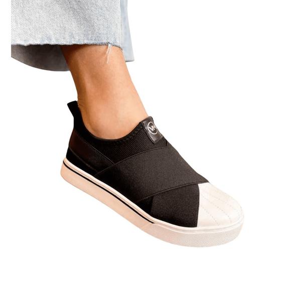 Calçados Tenis Via Tênis Slip On Via Marte 2319003 Tecido Knit Preto
