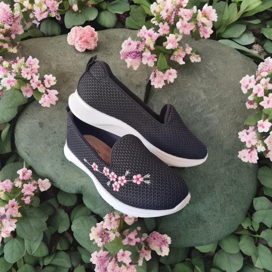 Tênis Feminino Sem cadarço Slip On Confort Bordado Jaques Couto Shoes Menor preço em Tênis Feminino Sem cadarço Slip On Confort Bordado Jaques Couto Shoes
