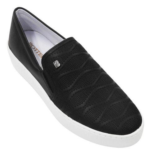 Imagem de Tênis Feminino Slip On Calce Fácil Casual Em Napa Com Bordado Bottero Confortável