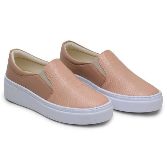 Imagem de Tenis Feminino  Slip On Casual Nude Confortavel