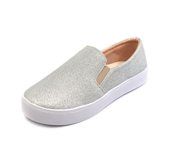 Imagem de Tênis Feminino Slip On Elástico Alpargata Sapatilha Brilho