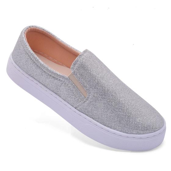 Imagem de Tênis Feminino Slip On Elástico Alpargata Sapatilha Brilho