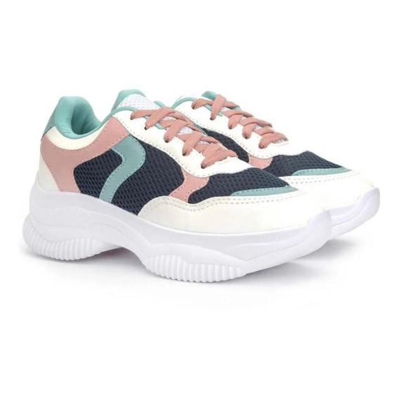 Imagem de Tênis Feminino Sneaker Colorido  Academia Plataforma  Confortavel Blogueira