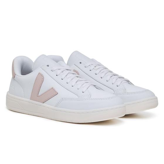 Tênis Feminino V-Vert-V-12 Importado Moda Casual Branco e Rosa em Couro Menor preço em Tênis Feminino V-Vert-V-12 Importado Moda Casual Branco e Rosa em Couro