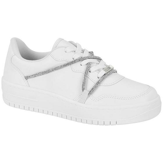 Com Strass Tenis Da Vizzano Branco Lurex TÃªnis Flatform Recortes