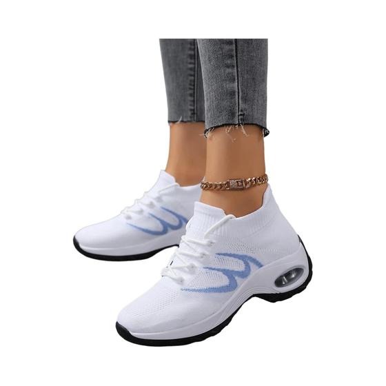 Tênis Femininos Leves Antiderrapantes Com Plataforma, Malha