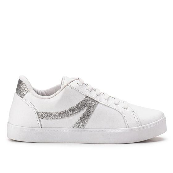 Imagem de Tênis Godiva Casual Glitter Feminino Branco Prata