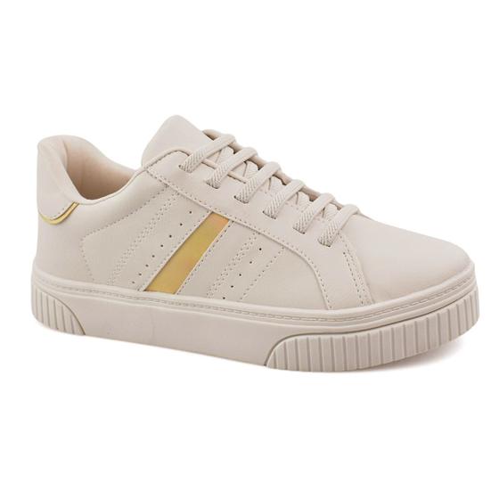 Imagem de Tênis Godiva Casual Napa Recortes Feminino Branco Creme