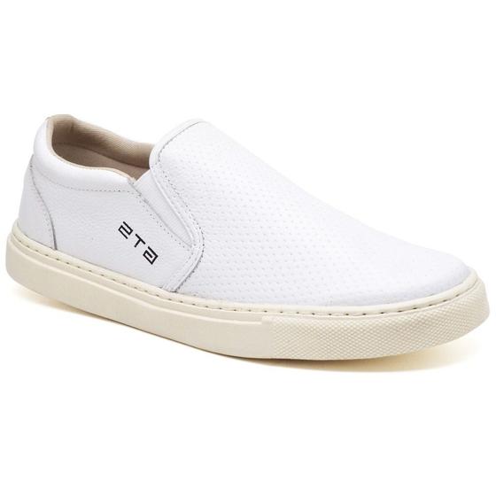 Imagem de Tênis Iate Casual Slip On Couro Masculino Solado Flat Emborrachado Flexível Confortável