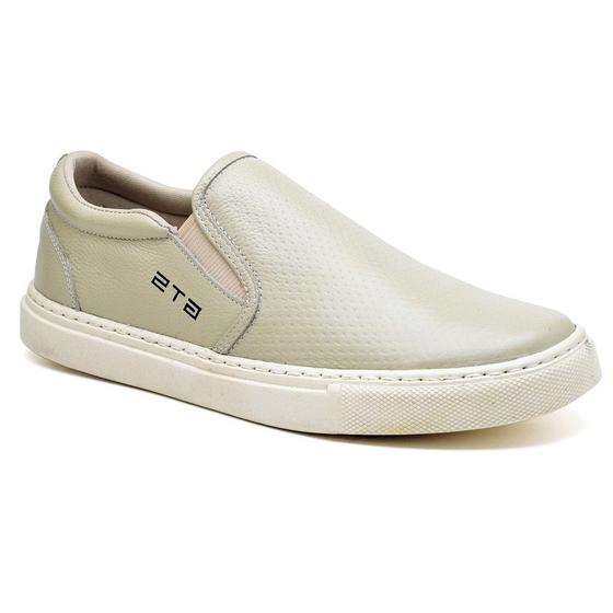 Imagem de Tênis Iate Casual Slip On Couro Masculino Solado Flat Emborrachado Flexível Confortável