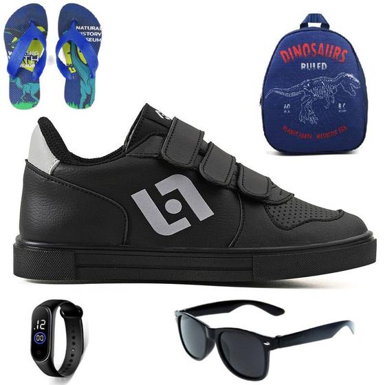 Imagem de Tenis Infantil Casual Escolar Sapatenis Meninos Street Calce Facil + Mochila Chinelo Oculos Relogio