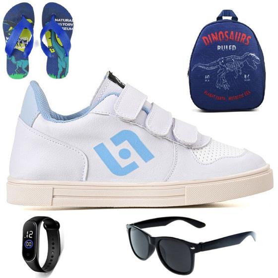 Imagem de Tenis Infantil Casual Escolar Sapatenis Meninos Street Calce Facil + Mochila Chinelo Oculos Relogio