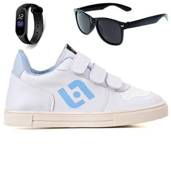 Imagem de Tenis Infantil Casual Escolar Sapatenis Meninos Street Calce Facil + Oculos Relogio