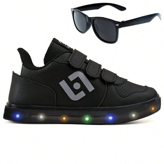 Imagem de Tenis Infantil De Led Casual Escolar Sapatenis Meninos Street Calce Facil + Oculos