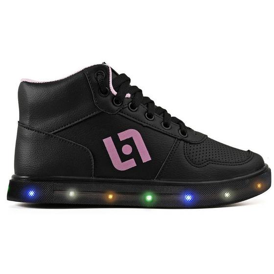 Imagem de Tenis Infantil De Led Meninas Botinha Cano Alto Escolar Casual Basico 