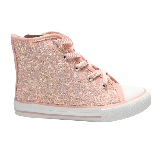 Imagem de Tênis Infantil Diversão Mini Paty Rosa Com Glitter Cano Longo