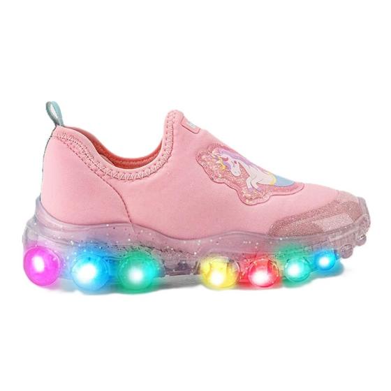 Imagem de Tênis Infantil Feminino Bibi Roller Luz de Led Rosa - 1217