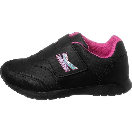 Imagem de Tênis Infantil Feminino Bordado Preto Pink Escolar Kidstep