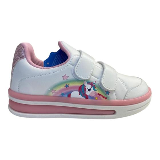 Imagem de Tenis Infantil Feminino Novope Unicórnio Arco-Íris Led 72001002 Branco