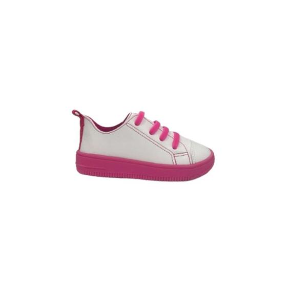 Imagem de Tênis Infantil Feminino Ortopé Bliss Cadarço Elástico Branco/Pink