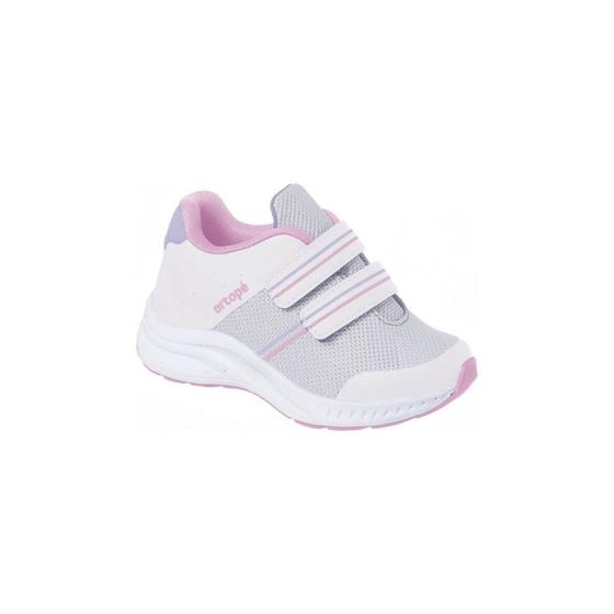 Imagem de Tênis Infantil Feminino Ortopé Dna Flex Fecho Duplo Branco/Rosa