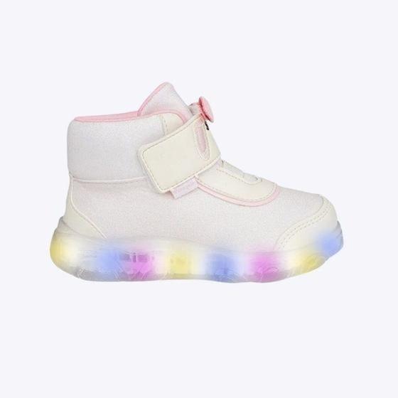 Imagem de Tênis Infantil Feminino Pampili Cano Médio LED Branco - 6820