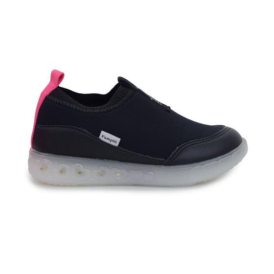 Imagem de Tênis Infantil Feminino Pampili Slip On com Led Preto - 6700