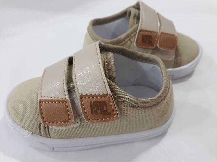 Imagem de Tênis infantil Keto Baby Bege sem cardaço com duas fitas colantes 