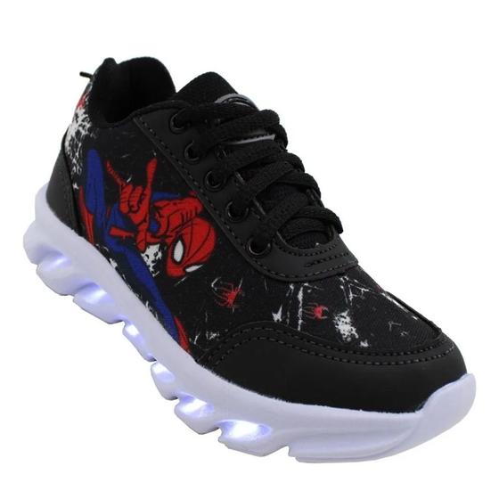 Imagem de Tênis Infantil Led Luzinha Masculino KidStar Homem Aranha